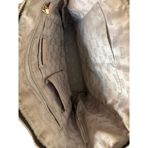 Michael Kors Signature Brown Tote Bag With Beige Handles & Gold Hardware - Picture 7 of 10